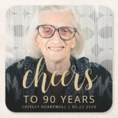 90e verjaardag Party Foto Proost Kartonnen Onderzetters (Voorkant)