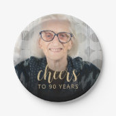 90e verjaardag Party Foto Proost Papieren Bordje (Voorkant)