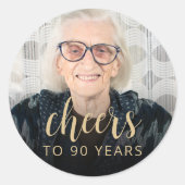 90e verjaardag Party Foto Proost Ronde Sticker (Voorkant)
