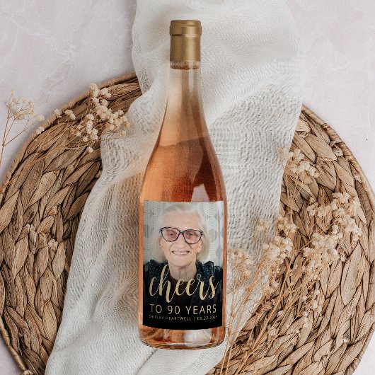 90e verjaardag Party Foto Proost Wijn Etiket