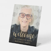 90e verjaardag Party Foto Welkom Reclamebord Met Voetstuk (Voorkant)