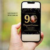 90e Verjaardag Party Gold Glitter Confetti Foto Kaart