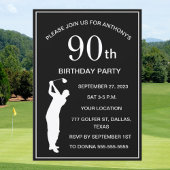 90e verjaardag Party Golfer Zwart Par Volwassen Go Kaart