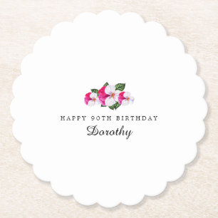 90e Verjaardag Party Magenta Roze Wit Custom Kartonnen Onderzetters