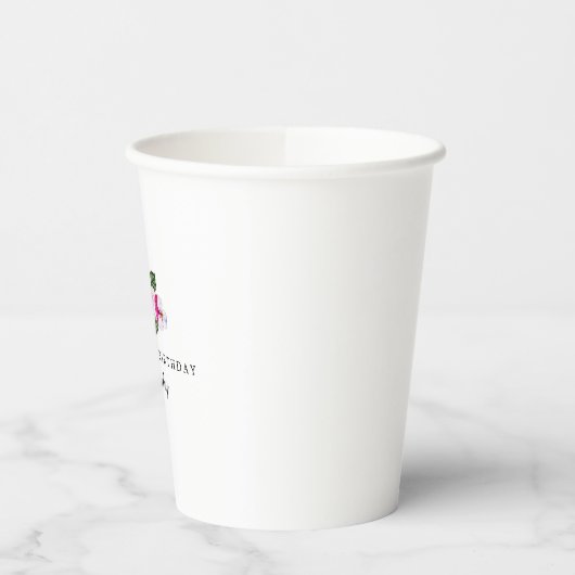 90e Verjaardag Party Magenta Roze Wit Custom Papieren Bekers (Links)