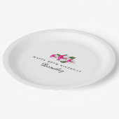 90e Verjaardag Party Magenta Roze Wit Custom Papieren Bordje (Gekanteld)