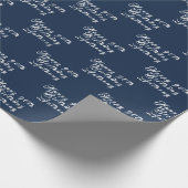 90e verjaardag Party Naam Marine Blauw Modern Patr Cadeaupapier (Hoek)