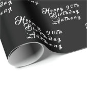 90e verjaardag Party Naam Zwart Modern Patroon Cadeaupapier (Rol Hoek)