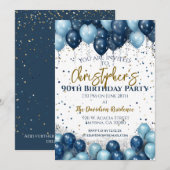 90e verjaardag Party Navy Ballonnen Kaart (Voorkant / Achterkant)