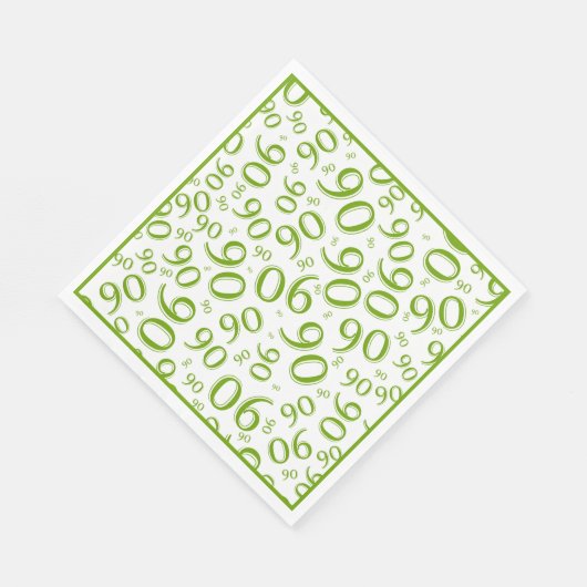 90e verjaardag Party Nummer Patroon Groen/Wit Servet (Hoek)