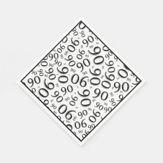 90e verjaardag Party Nummer Patroon Zwart/Wit Servet (Hoek)