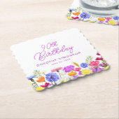 90e Verjaardag Party Paarse Wildflower Custom Kartonnen Onderzetters (Gebogen)