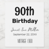 90e verjaardag Party Papier Favor Wijnfles Etikett Wijn Etiket (Enkel label)