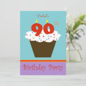 90e verjaardag Party uitnodiging 90 kaarsen (Staand voorkant)