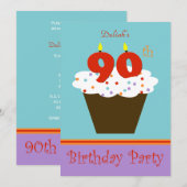 90e verjaardag Party uitnodiging 90 kaarsen (Voorkant / Achterkant)