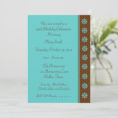 90e verjaardag Party uitnodiging Aqua en Brown (Staand voorkant)