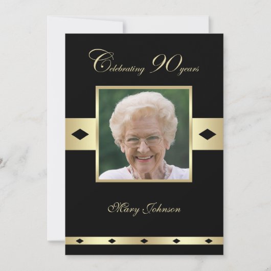 90e verjaardag Party uitnodiging foto 90e (Voorkant)