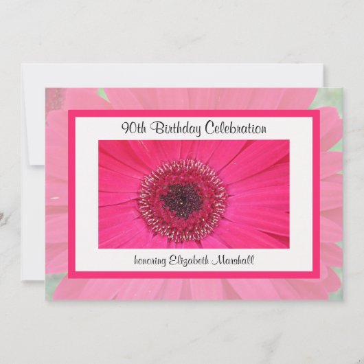 90e verjaardag Party uitnodiging Gerbera Daisy (Voorkant)