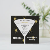 90e verjaardag Party uitnodiging Goud 90e Toast (Staand voorkant)