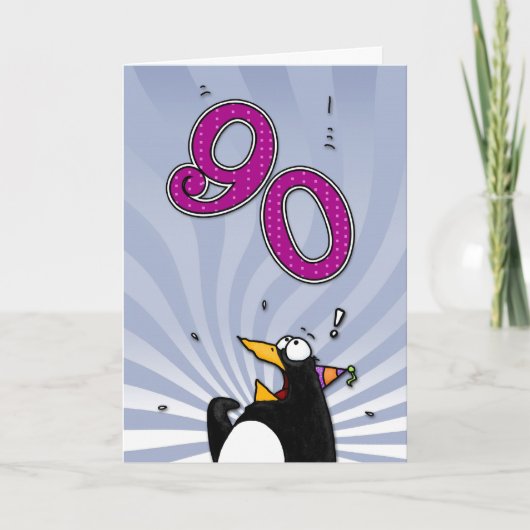 90e verjaardag - Penguin Surprise Kaart (Voorkant)