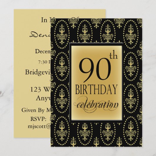 90e verjaardag Persoonlijke uitnodiging (Voorkant / Achterkant)