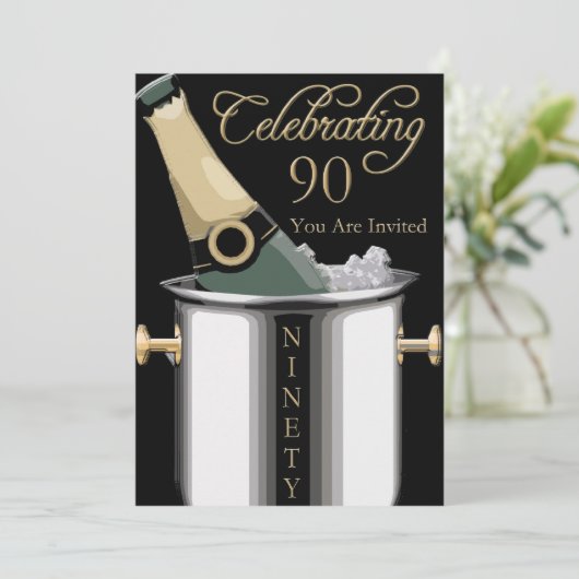 90e verjaardag Persoonlijke uitnodiging (Staand voorkant)