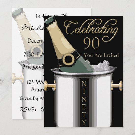 90e verjaardag Persoonlijke uitnodiging (Voorkant / Achterkant)