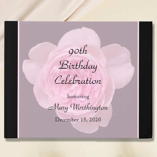 90e verjaardag Pink Rose Guest Book Gastenboek