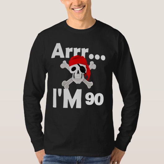 90e verjaardag Pirate Skull 90 jaar oude dag T-shirt (Voorkant)