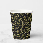 90e verjaardag Random Number Pattern Black/Gold 90 Papieren Bekers (Links)