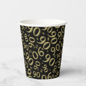 90e verjaardag Random Number Pattern Black/Gold 90 Papieren Bekers (Voorkant)