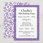 90e verjaardag Random Number Pattern Paars/White Kaart (Voorkant / Achterkant)