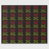 90e verjaardag: Red Digital Clock Style "90" + naa Cadeaupapier (Vlak)