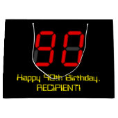 90e verjaardag: Red Digital Clock Style "90" + naa Groot Cadeauzakje (Voorkant)