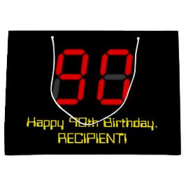 90e verjaardag: Red Digital Clock Style "90" + naa Groot Cadeauzakje