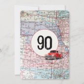 90e verjaardag Red Retro Truck Kaart (Voorkant)