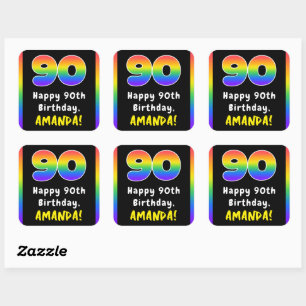 90e verjaardag: Regenboogspectrum # 90, Aangepaste Vierkante Sticker