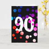 90e verjaardag RegenboogStippen op zwart Kaart (Gele Bloem)