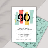 90e verjaardag Retro Midcentury Modern Kleurrijk Kaart