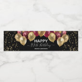 90e verjaardag Rode gouden ballonnen waterflesetik Waterfles Etiket (Enkel label)