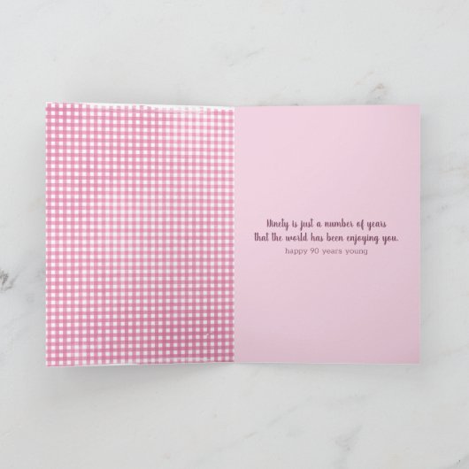 90e verjaardag roos boeket kaart (Binnen)