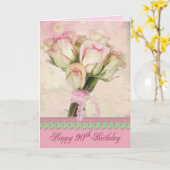 90e verjaardag roos boeket kaart (Gele Bloem)