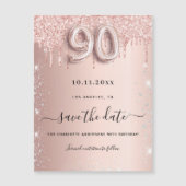 90e verjaardag roos glitter sparen de datummagneet (Voorkant)