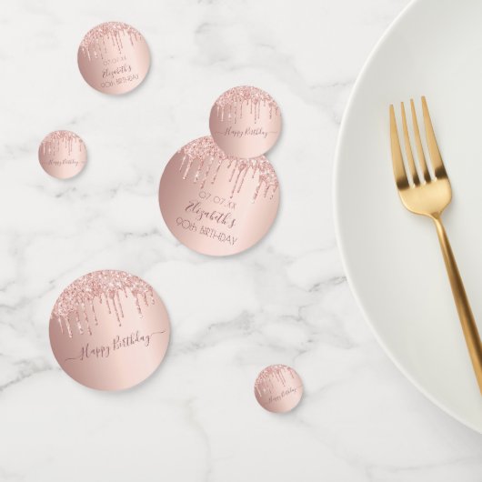 90e verjaardag roos goud glitter druppelt roze confetti (Groep)