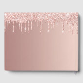 90e verjaardag roos goud glitter druppelt roze gastenboek (Achterkant)