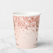 90e verjaardag roos goud glitter monogram naam papieren bekers (Links)