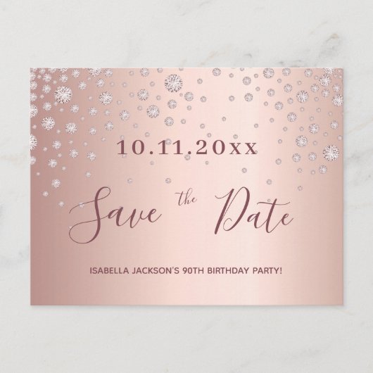 90e verjaardag roos gouddiamanten met uitzondering briefkaart (Voorkant)