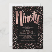 90e Verjaardag Roos Gouden Confetti Kaart (Voorkant)