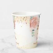 90e verjaardag roos gouden florale glitter golden  papieren bekers (Links)