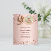 90e verjaardag roos gouden fotosterren uitnodiging (Staand voorkant)